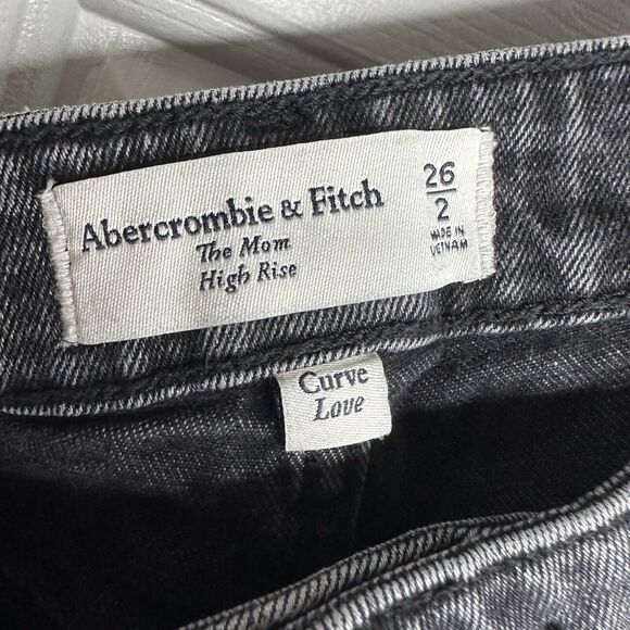 Abercrombie & Fitch Curve Love The Mom High Rise Jeans Black Size 26 2 - Picture 9 of 12